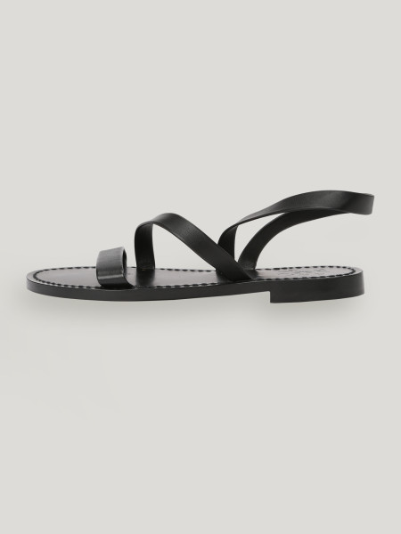 Sosue Flache Sandalen aus Leder Black NEW Limitierter Zeitrabatt