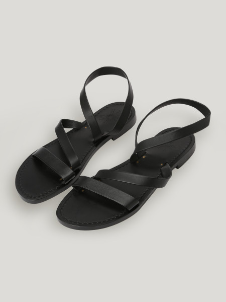 Sosue Flache Sandalen aus Leder Black NEW Limitierter Zeitrabatt