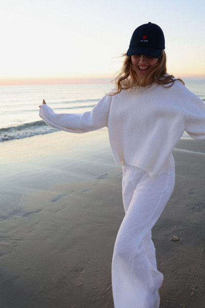 Sosue Rip Round Neck Pullover Off White Letzte 2 Tage