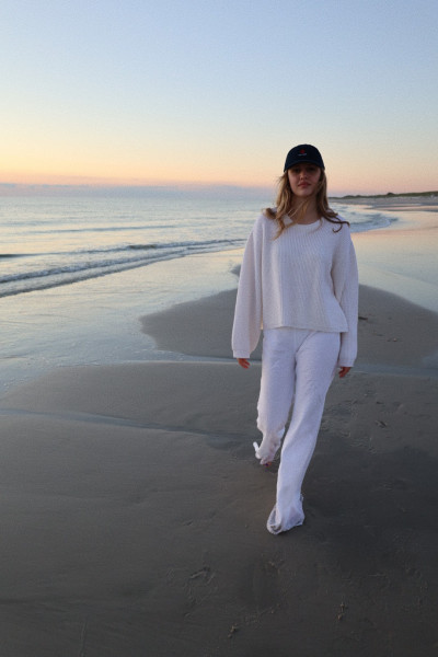 Sosue Rip Round Neck Pullover Off White Letzte 2 Tage
