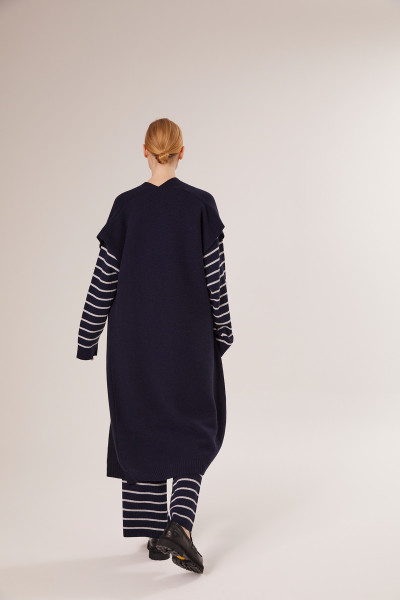 Sosue Long Vest Dark Blue Super Rabatt