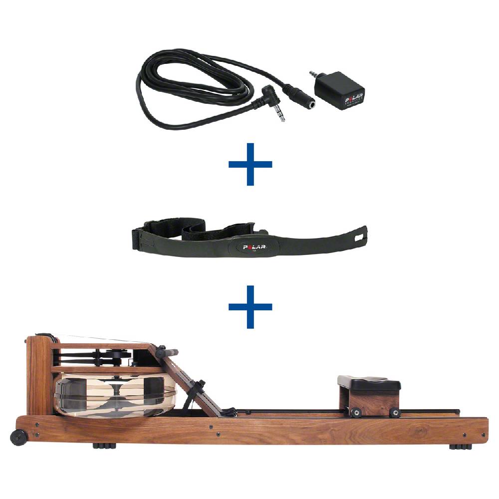 Sport Tec WaterRower Rudergerät Nussbaum, inkl. S4 Monitor, Herzfrequenzempfänger und Brustgurt POLAR T31, Set 3-tlg Riesige Ersparnisse