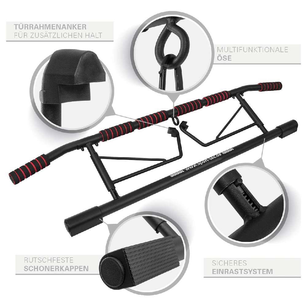 Sport Tec Sport-Tec Türreck Klimmzugstange klappbar, 117x28 cm, inkl. 2 Power Ropes + 2 Karabinerhaken Preisnachlass